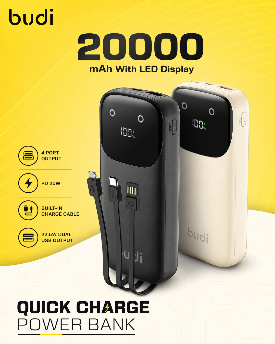 Budi 20000mAh Power Bank